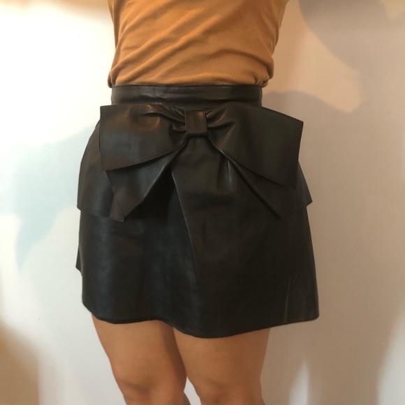 Valentino Red Leather Mini Skirt - Picture 2 of 5